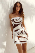 Audrey Front Tie Mini Dress - Choc