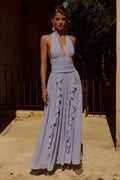 Isolina Halter Corset Maxi Dress - Sky Blue