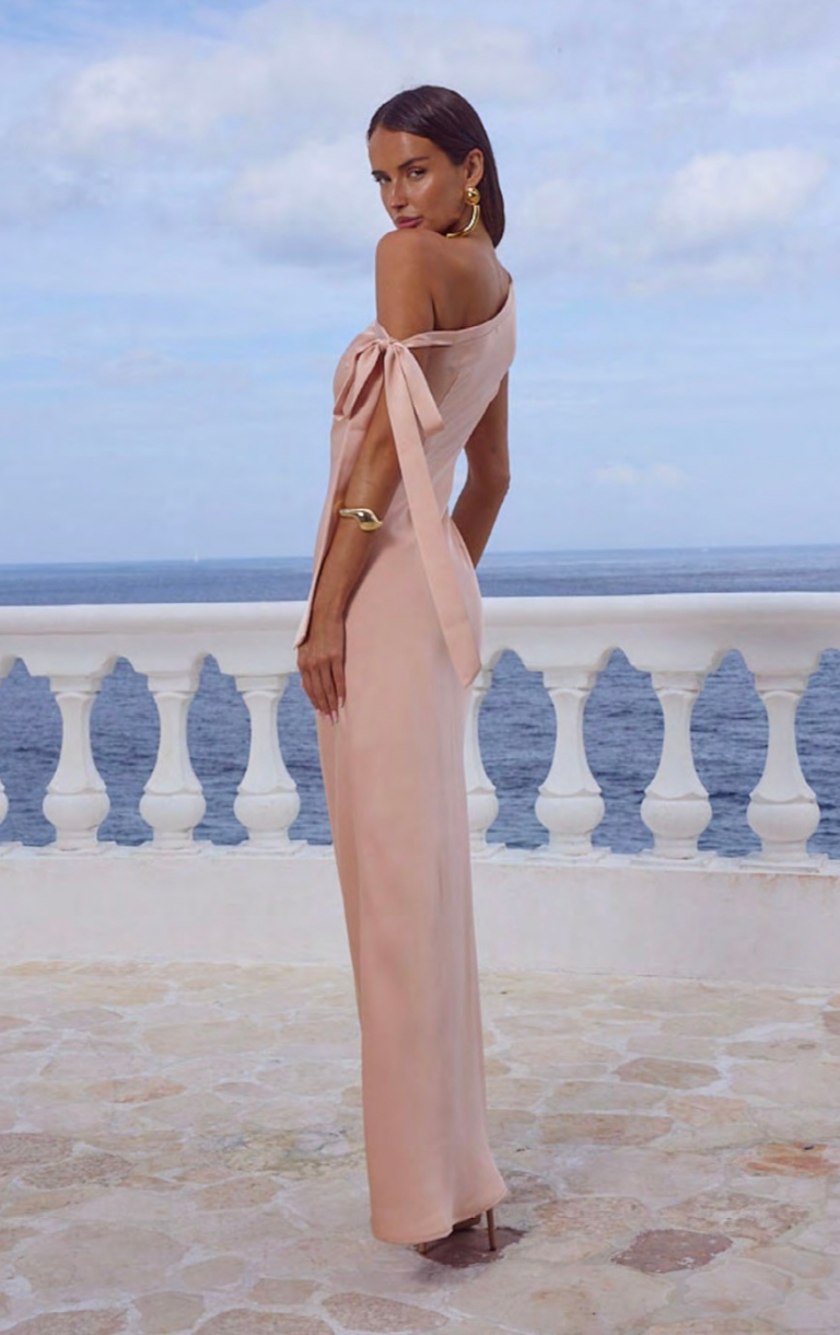 Viola One Shoulder Maxi Dress - Peach