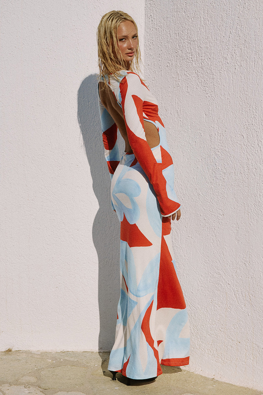 Amoree Long Sleeve Maxi Dress - Amoree Red