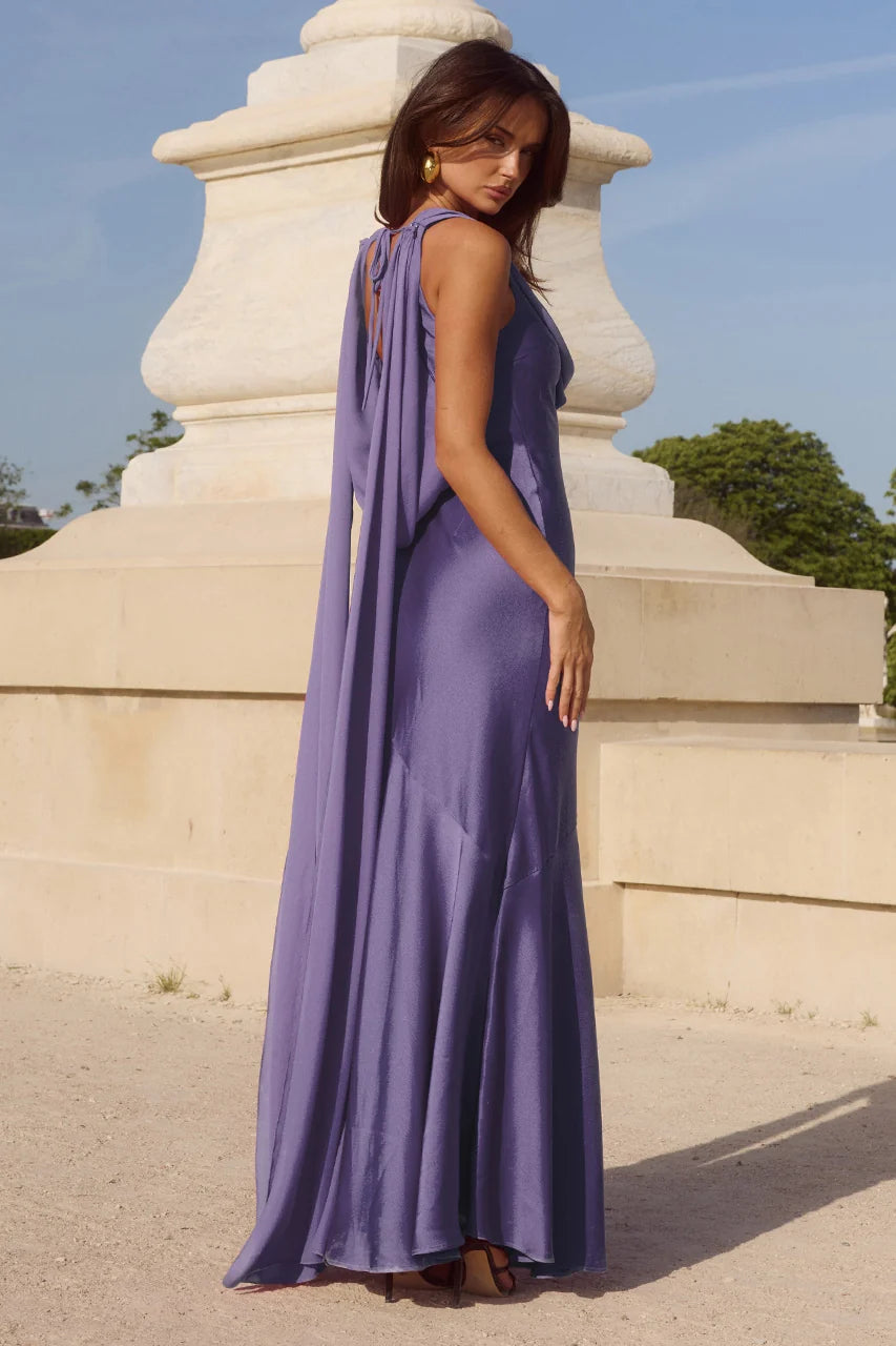 Gabriella Cowl Maxi Dress - Plum
