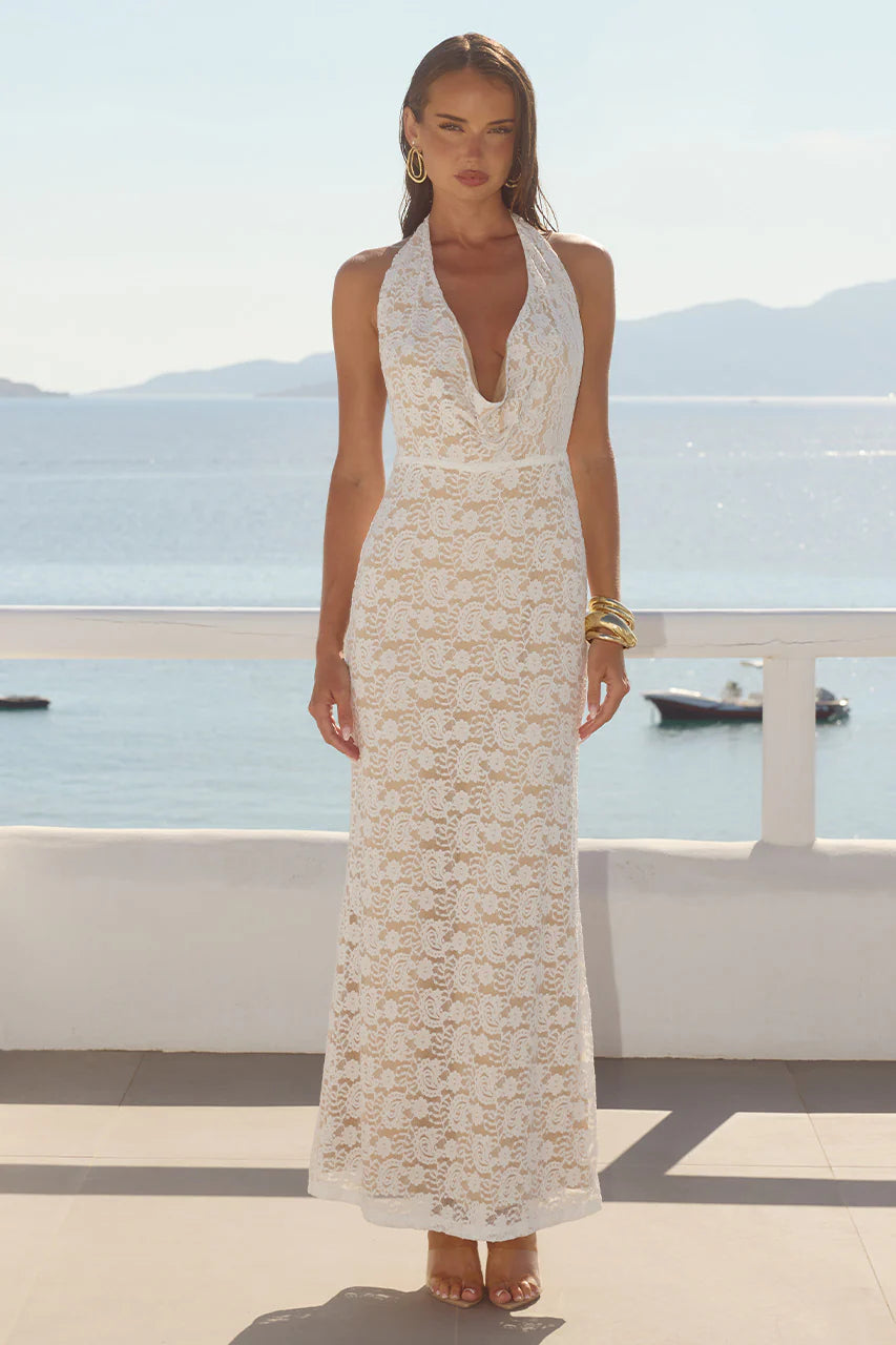 Kylo Cowl Maxi Dress - White