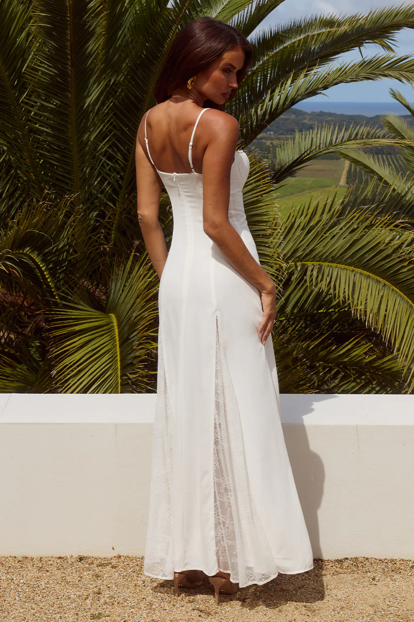 Oleya Bustier Lace Maxi Dress - White