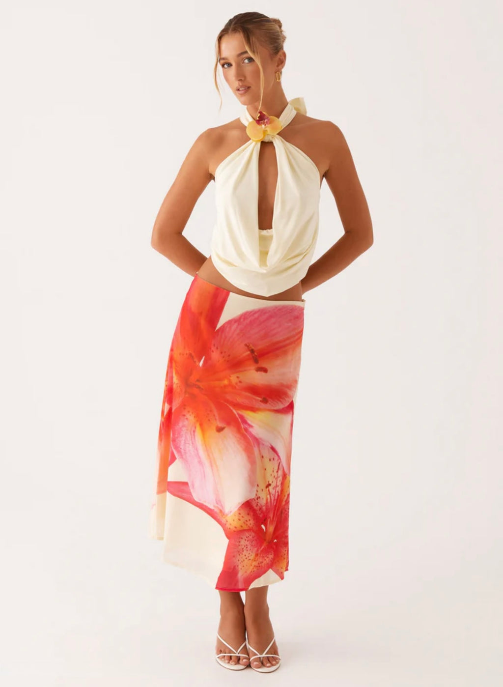 Sarah Low Waist Skirt - Pink Floral
