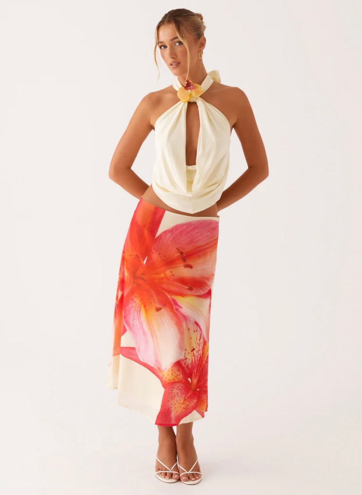 Sarah Low Waist Skirt - Pink Floral