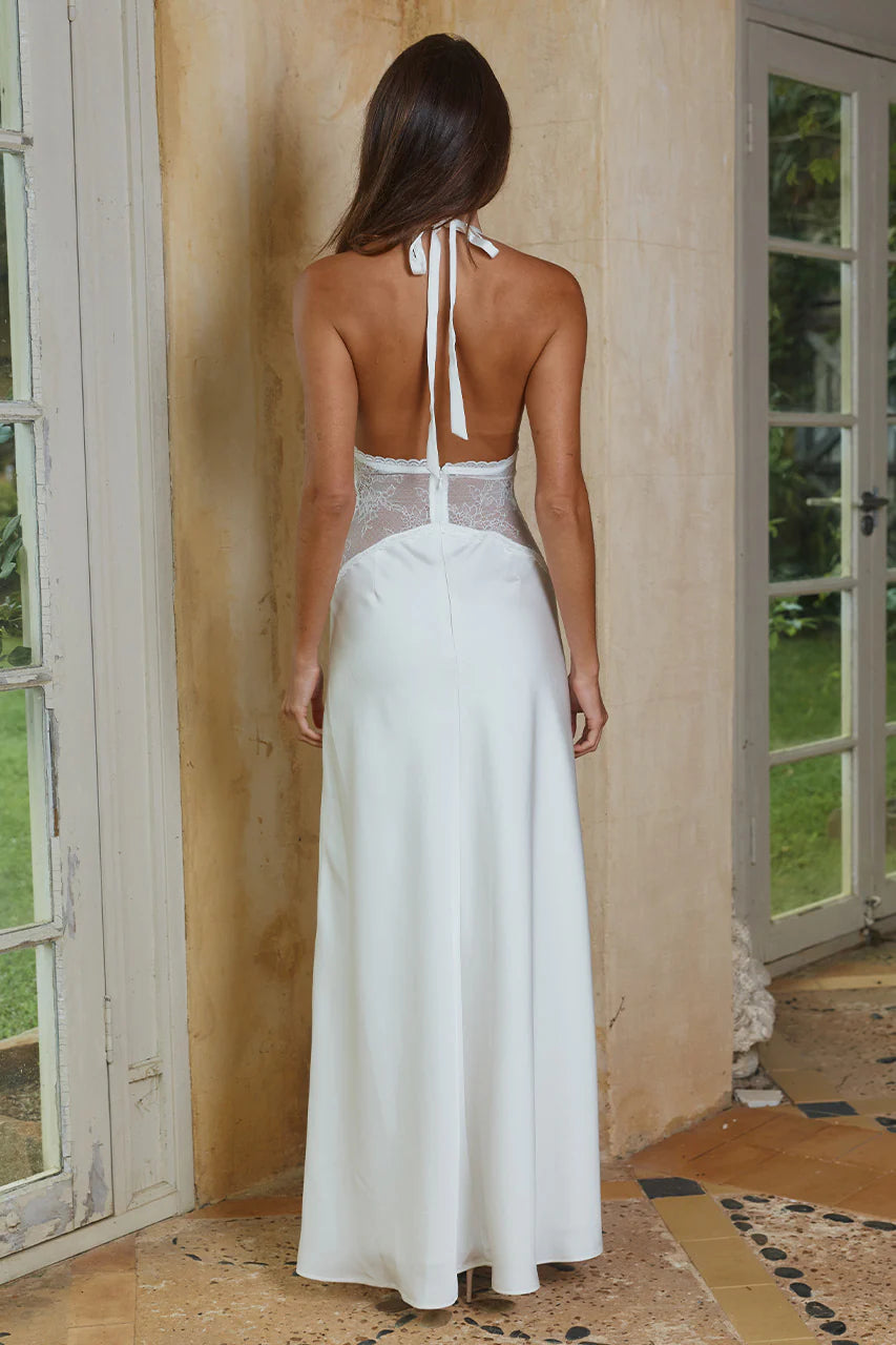Lilith Halter Maxi Dress - White