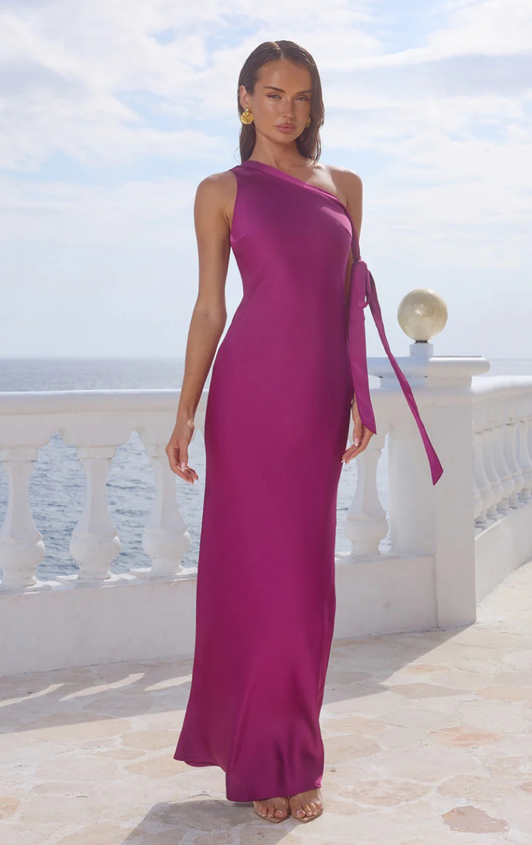 Viola One Shoulder Maxi Dress - Plum