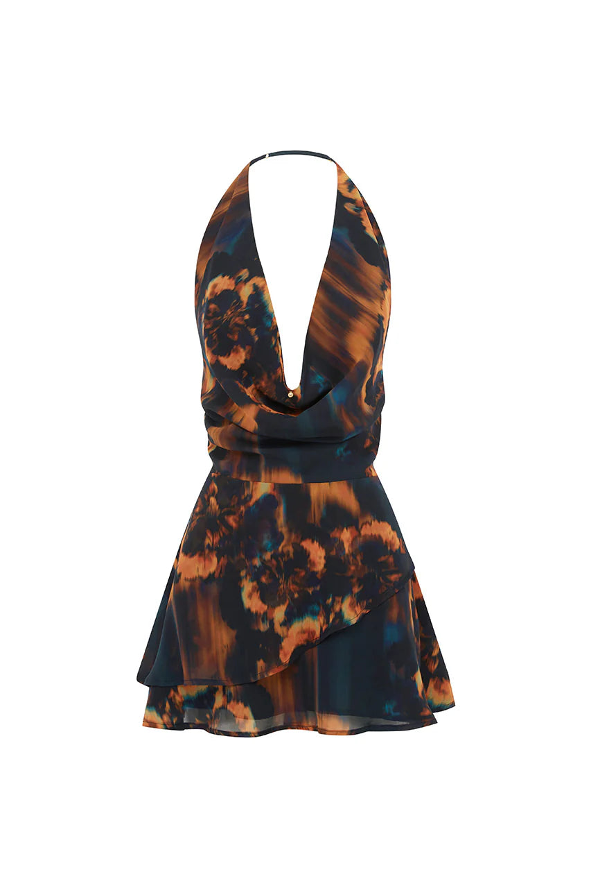 Imali Halter Neck Mini Dress - Valina Orange