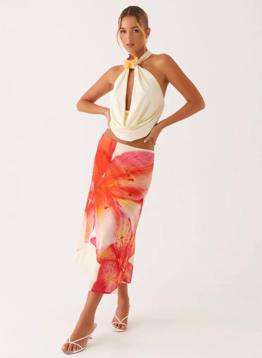 Sarah Low Waist Skirt - Pink Floral