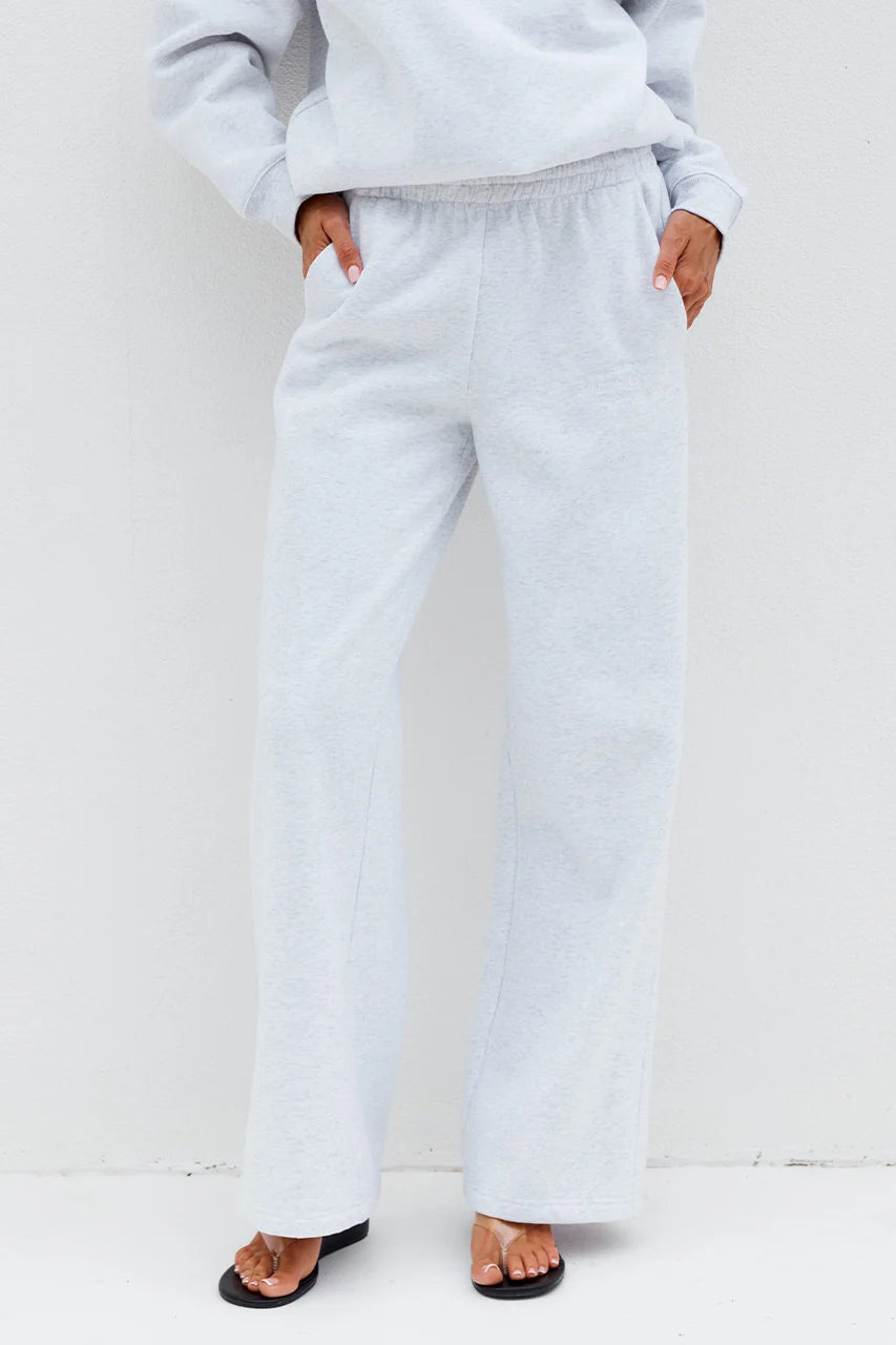 Wide Leg Track Pants - Grey Marble