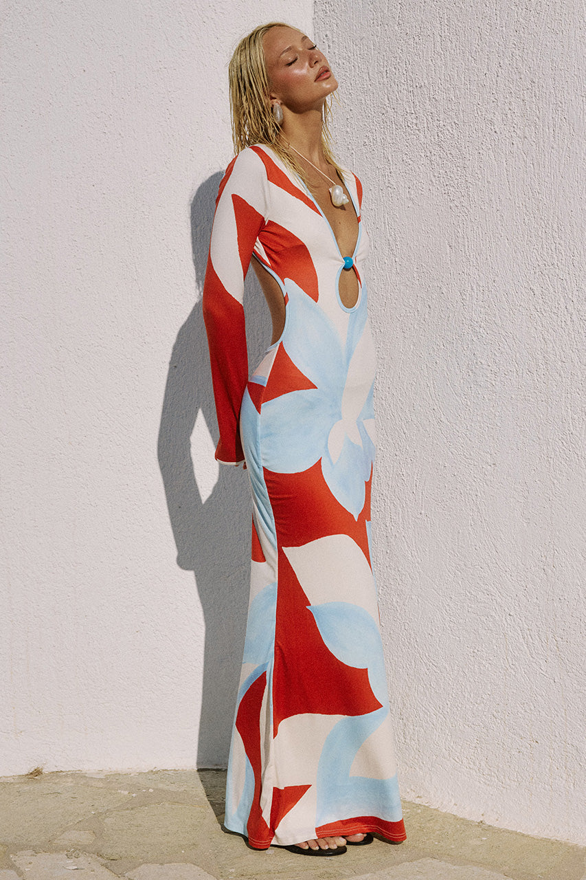 Amoree Long Sleeve Maxi Dress - Amoree Red