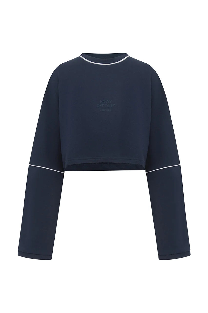 Eleri Oversized Long Sleeve Crop - Steel