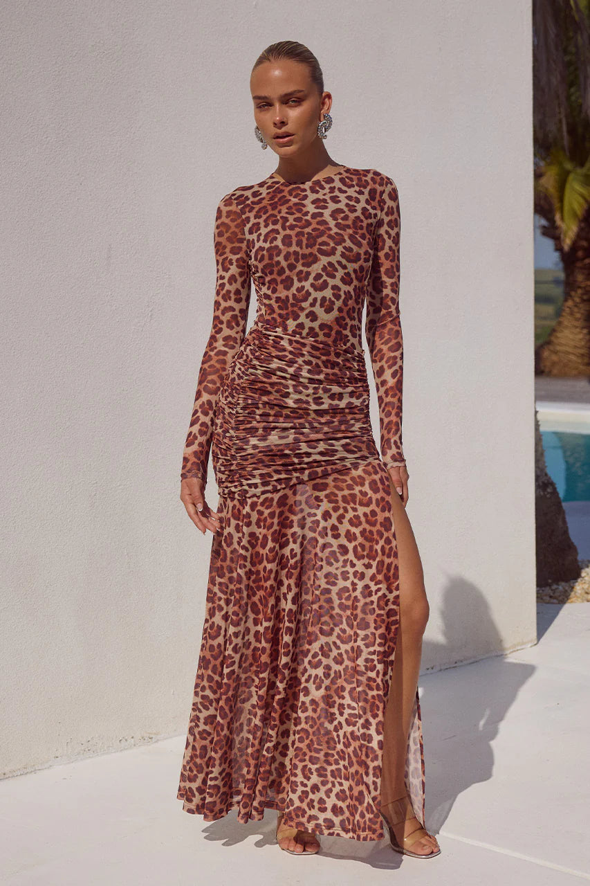 Lucinda Maxi Dress - Leopard Print