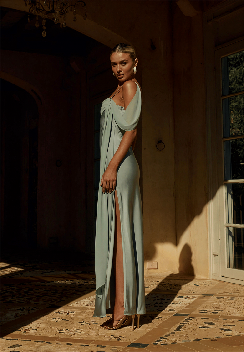 Elara Cowl Maxi Dress - Sage