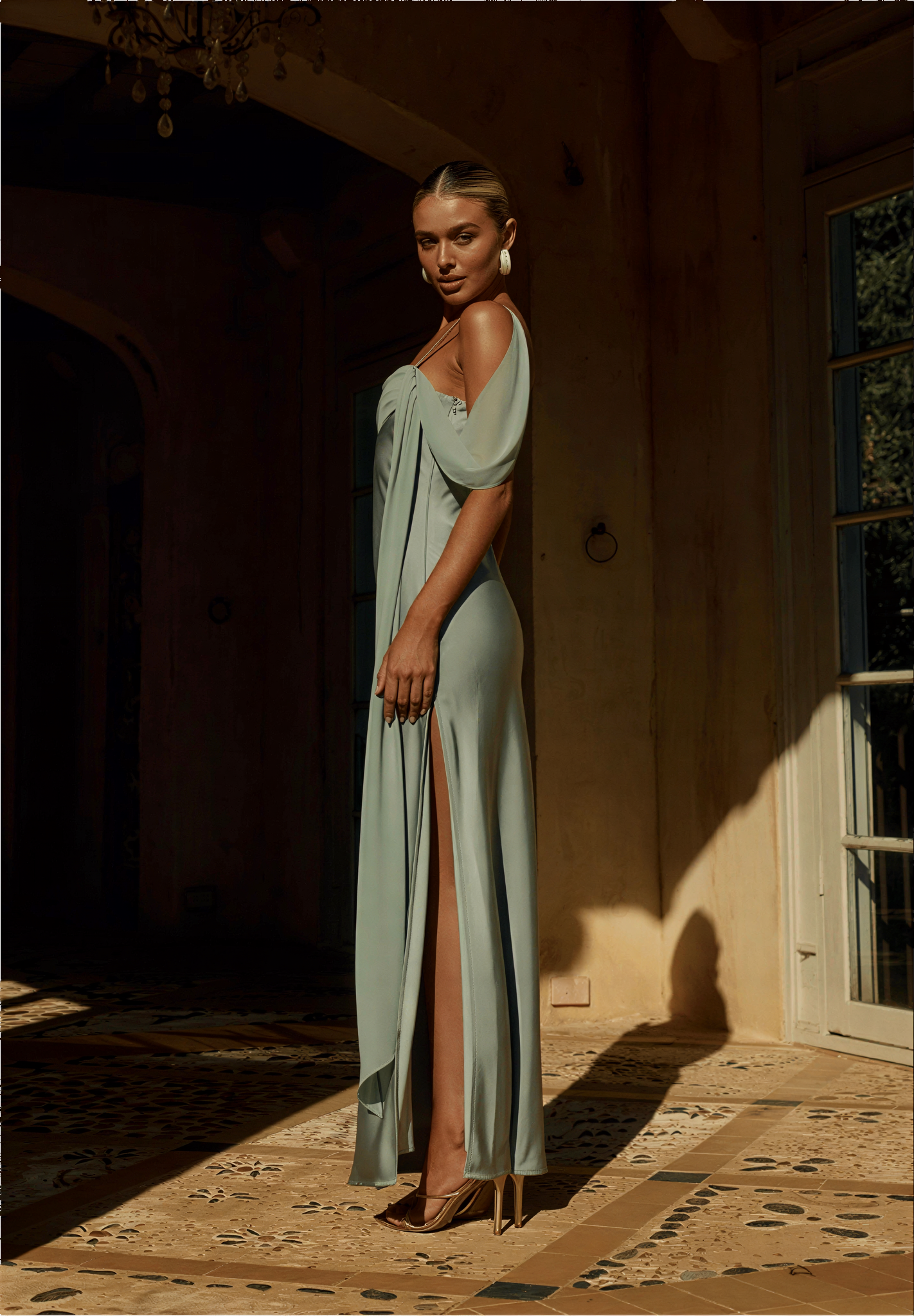 Elara Cowl Maxi Dress - Sage