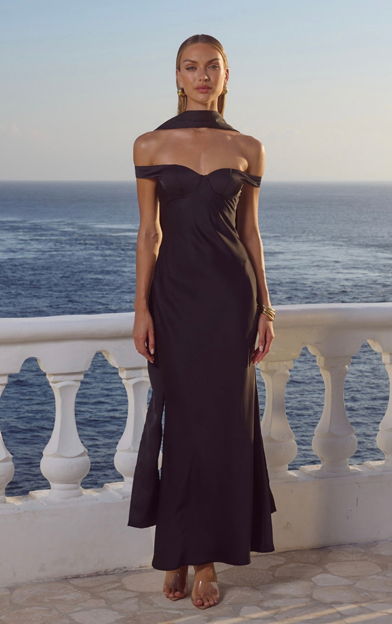 Raphaella Off Shoulder Maxi Dress - Black