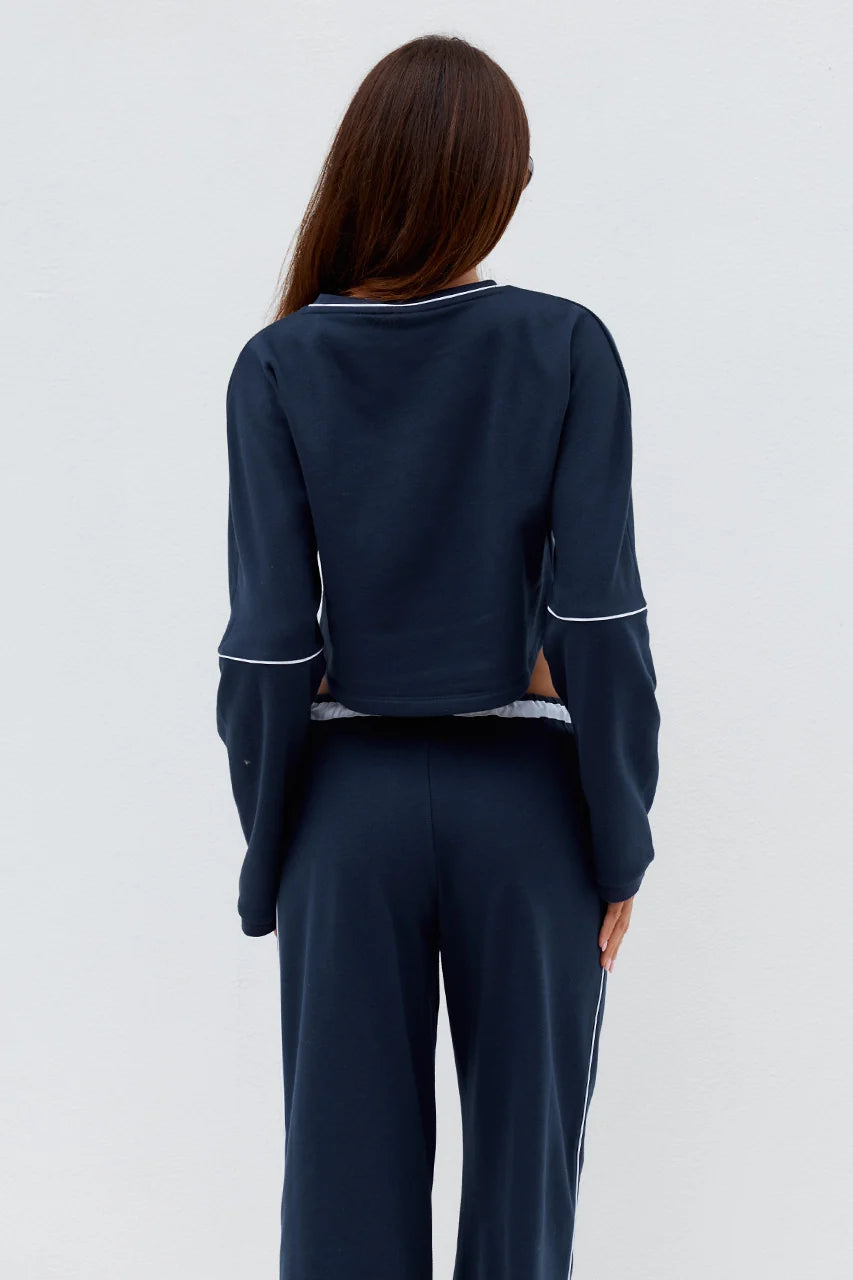 Eleri Oversized Long Sleeve Crop - Steel