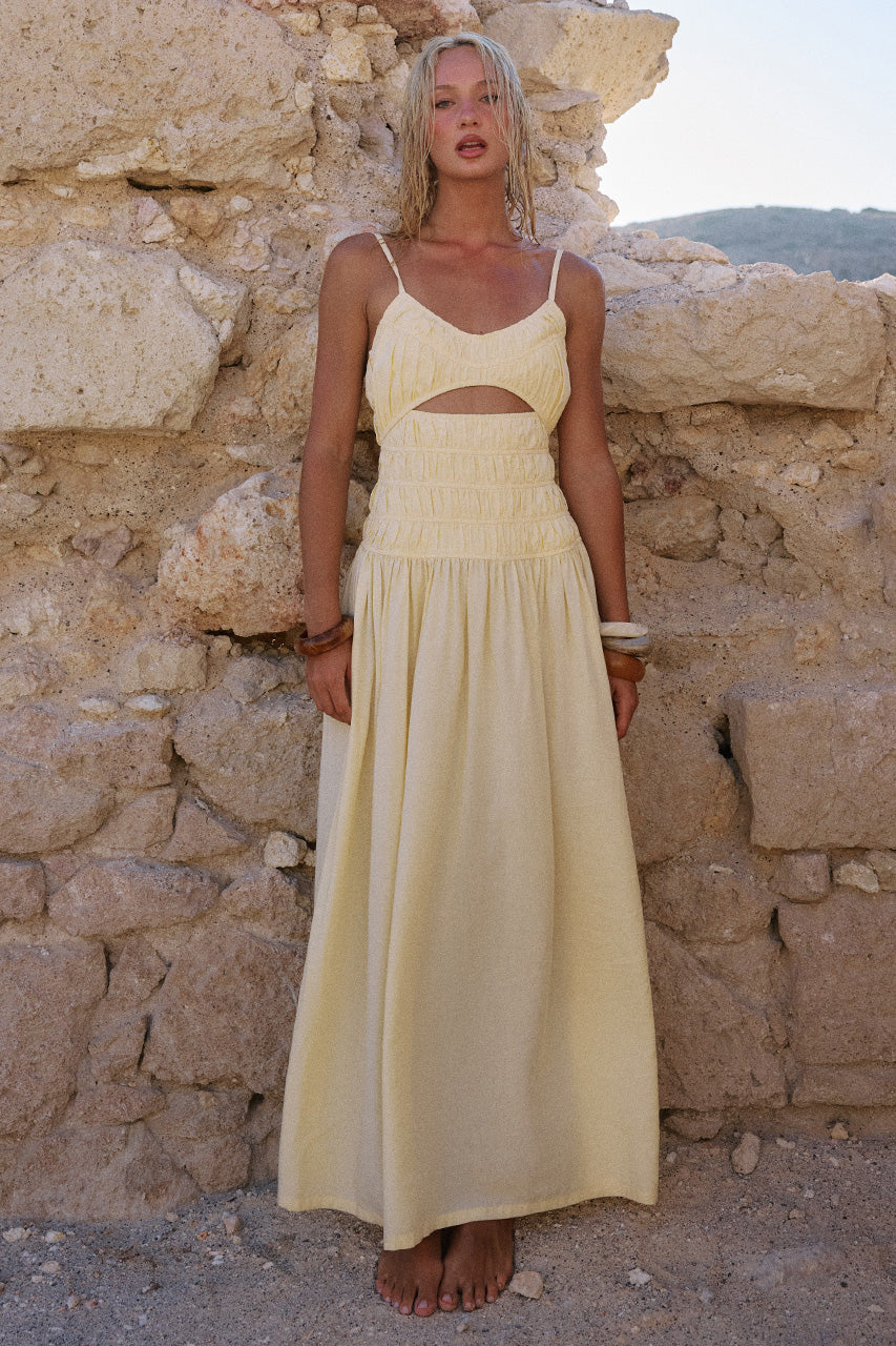 Adora Strappy Maxi Dress - Lemon