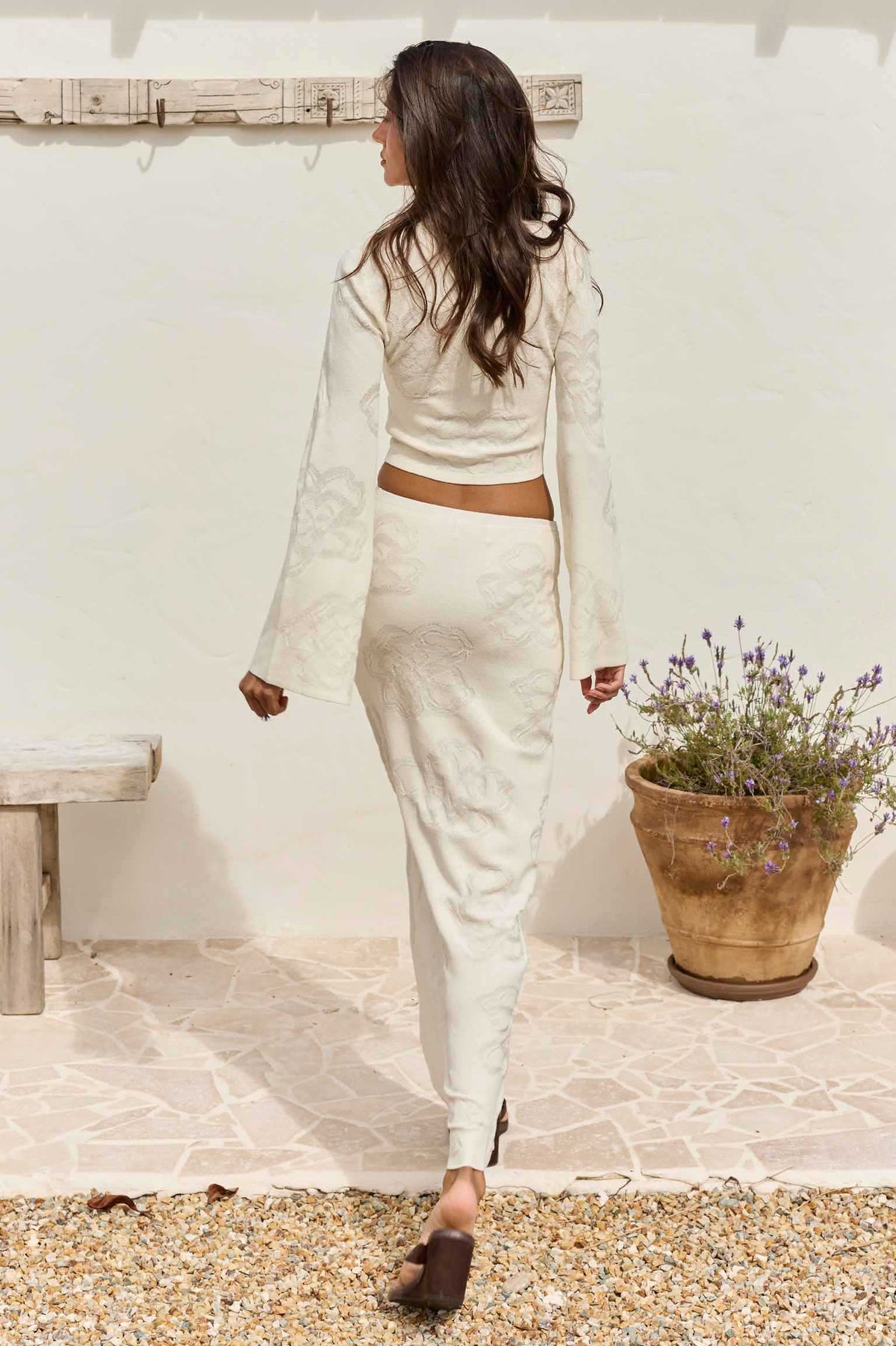 Inferno Low Waisted Maxi Knit Skirt - Off White