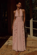 Isolina Halter Corset Maxi Dress - Pink