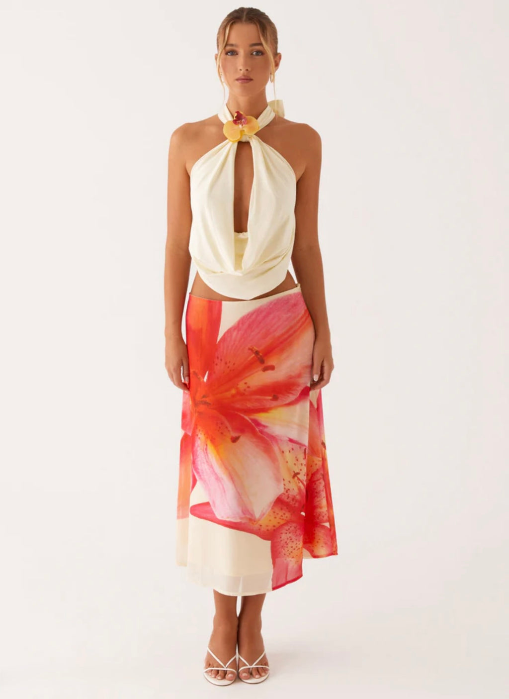 Sarah Cowl Neck Top - Apricot