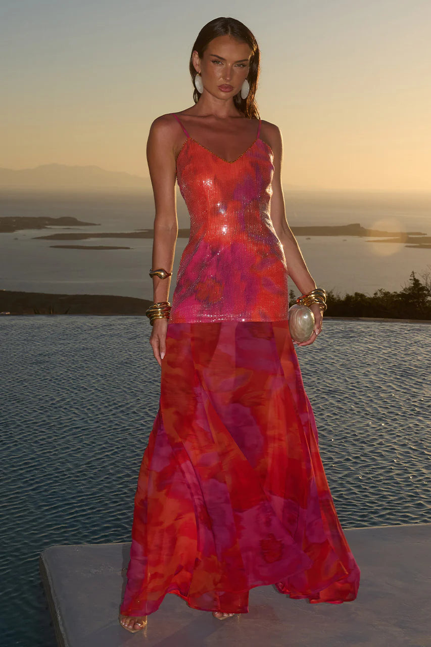 Tulia Low Back Maxi Dress - Suri Orange