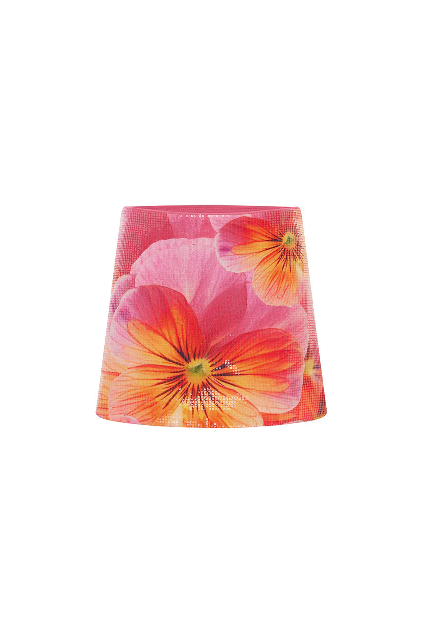 Ophira Sequin Mini Skirt - Pink Pansy