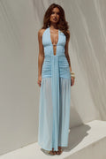 Adrianna Plunge Maxi Dress - Aqua
