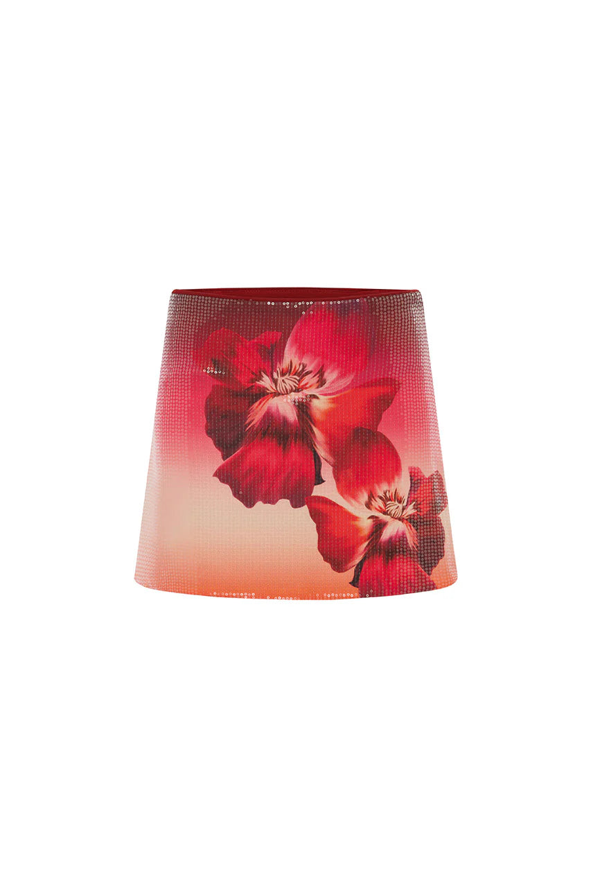 Ophira Sequin Mini Skirt - Ruby Flower