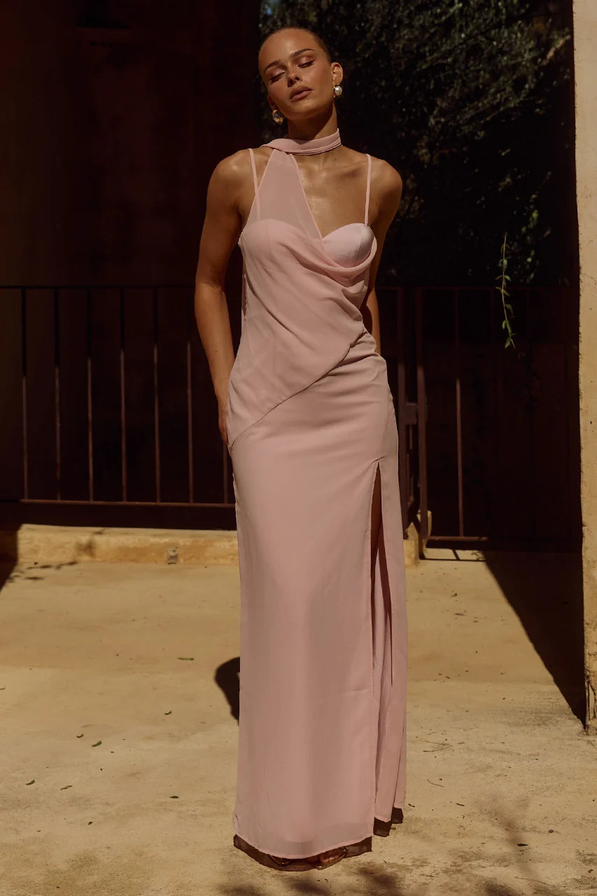 Liora Draped Scarf Maxi Dress - Pink