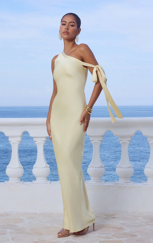 (S) Viola One Shoulder Maxi Dress - Buttermilk