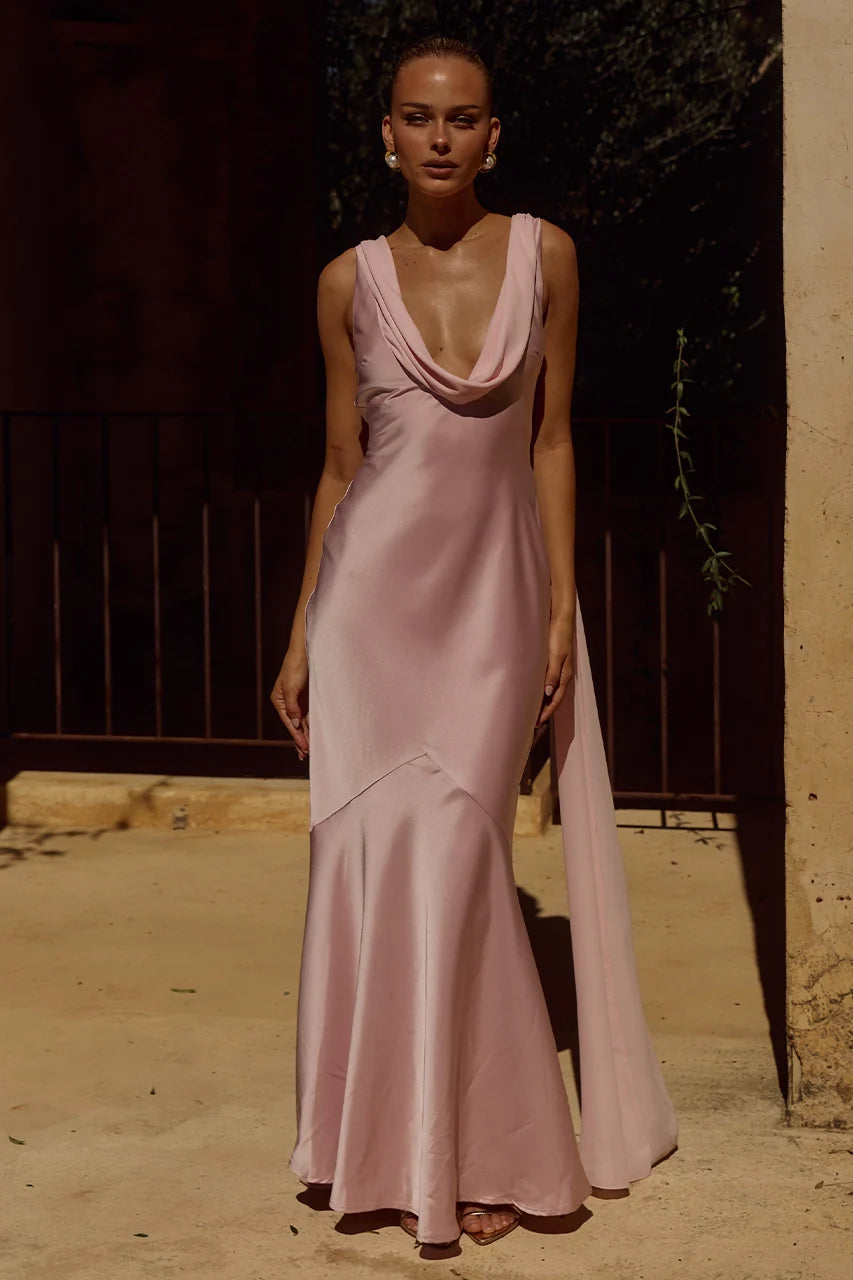 Gabriella Cowl Maxi Dress - Pink