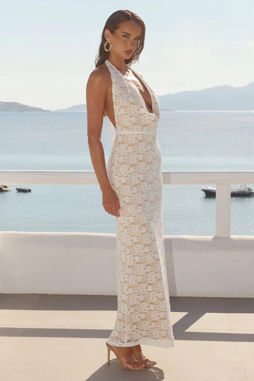 Kylo Cowl Maxi Dress - White