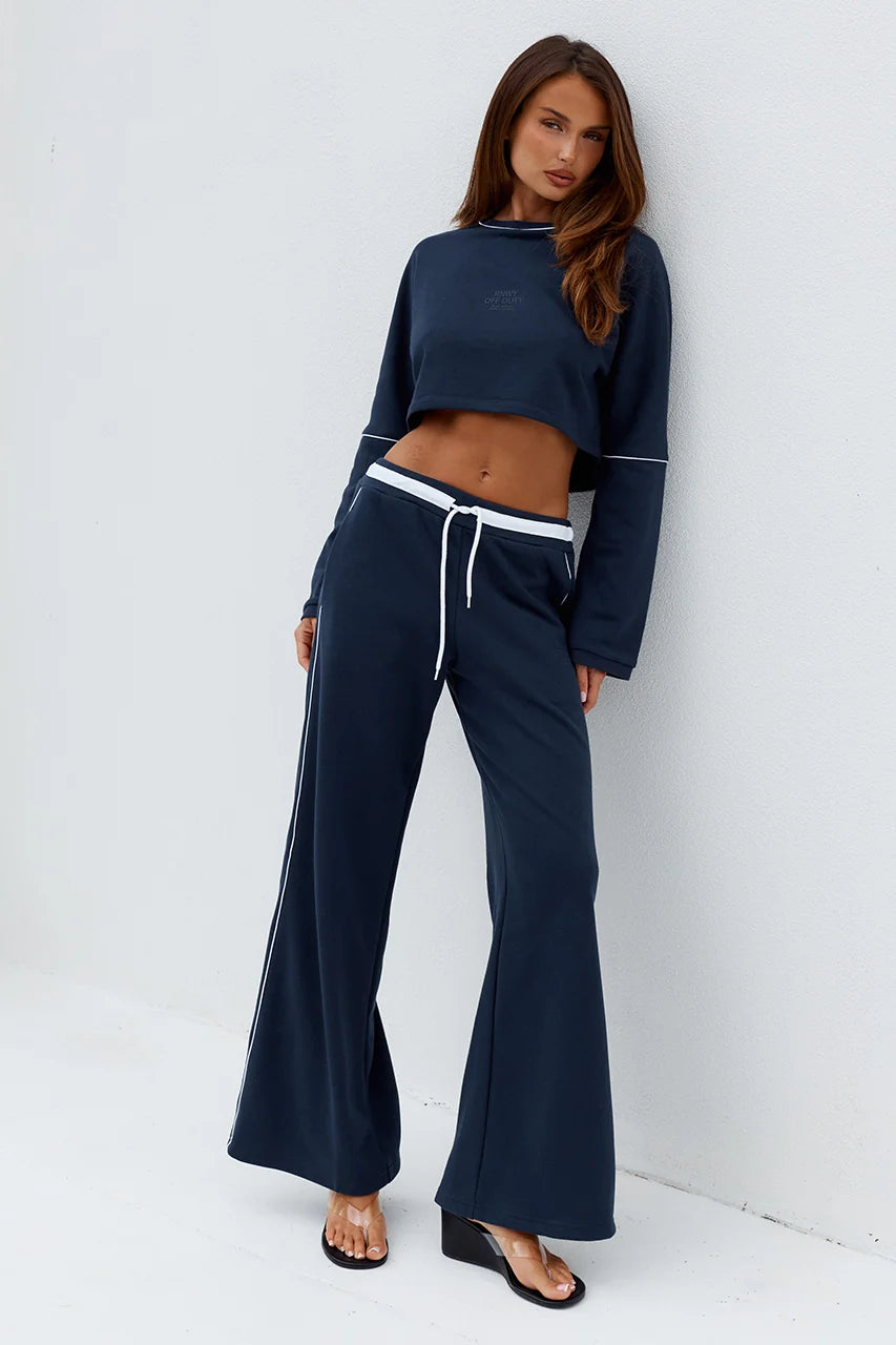Elari Wide Leg Track Pants - Steel