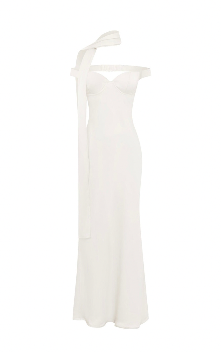 Raphaella Off Shoulder Maxi Dress - Pearl