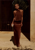Liliette Halter Maxi Dress - Chocolate