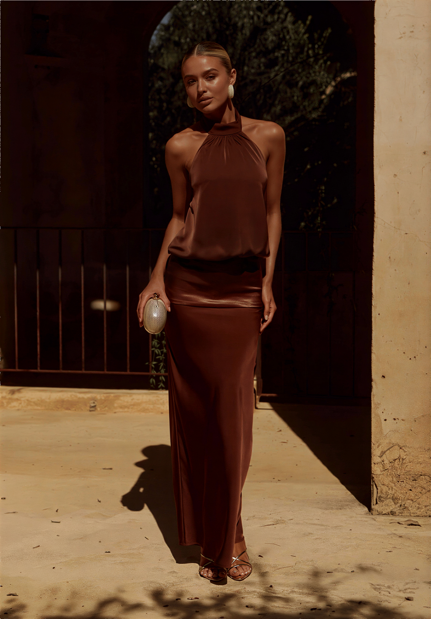 Liliette Halter Maxi Dress - Chocolate