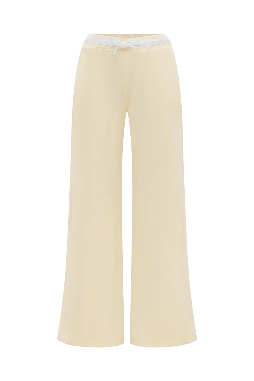 Elari Wide Leg Track Pants - Biscuit