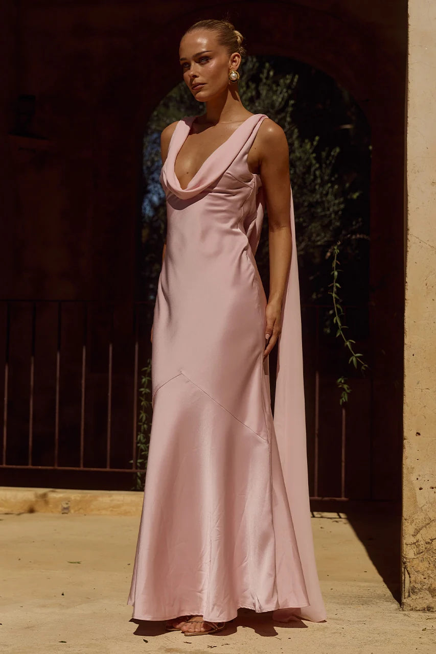 Gabriella Cowl Maxi Dress - Pink