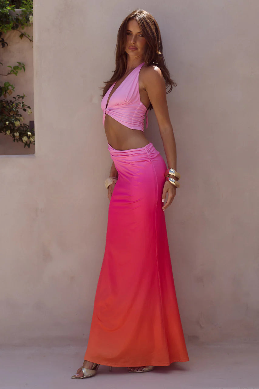 Lumia Halter Cut Out Maxi Dress - Tropicale Ombre