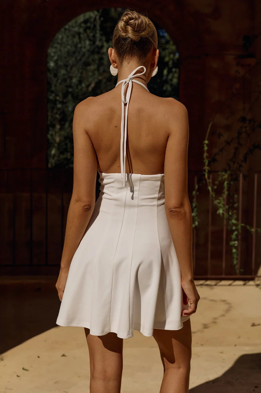 Ismerie Halter Mini Dress - White