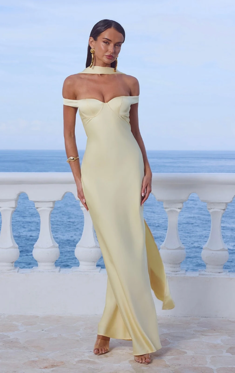 yellow bridesmaid dresses south africa Buy Pastel Yellow Satin Halterneck Wedding Guest Bridesmaid Maxi Dress from Next South Africa