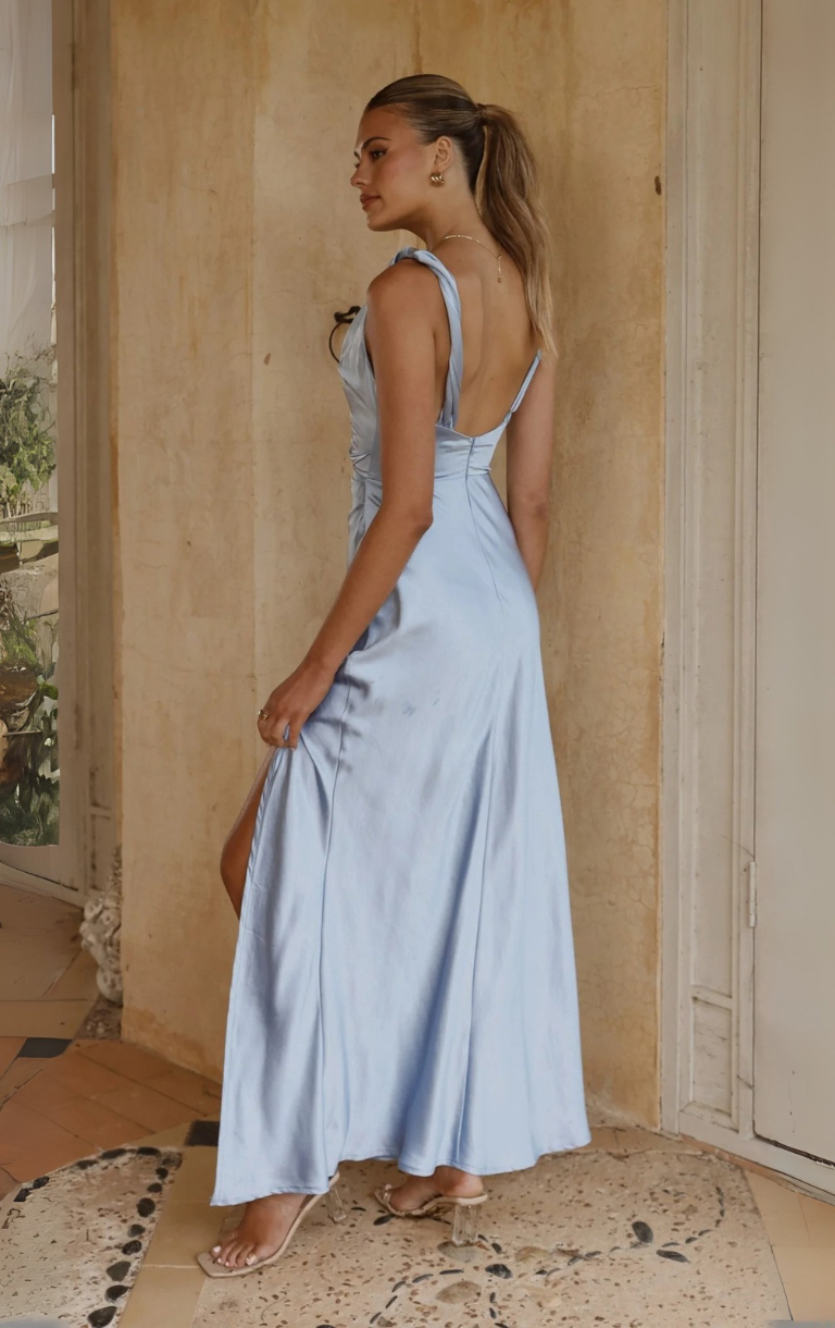 Iris Asymmetrical Maxi Dress - Blue