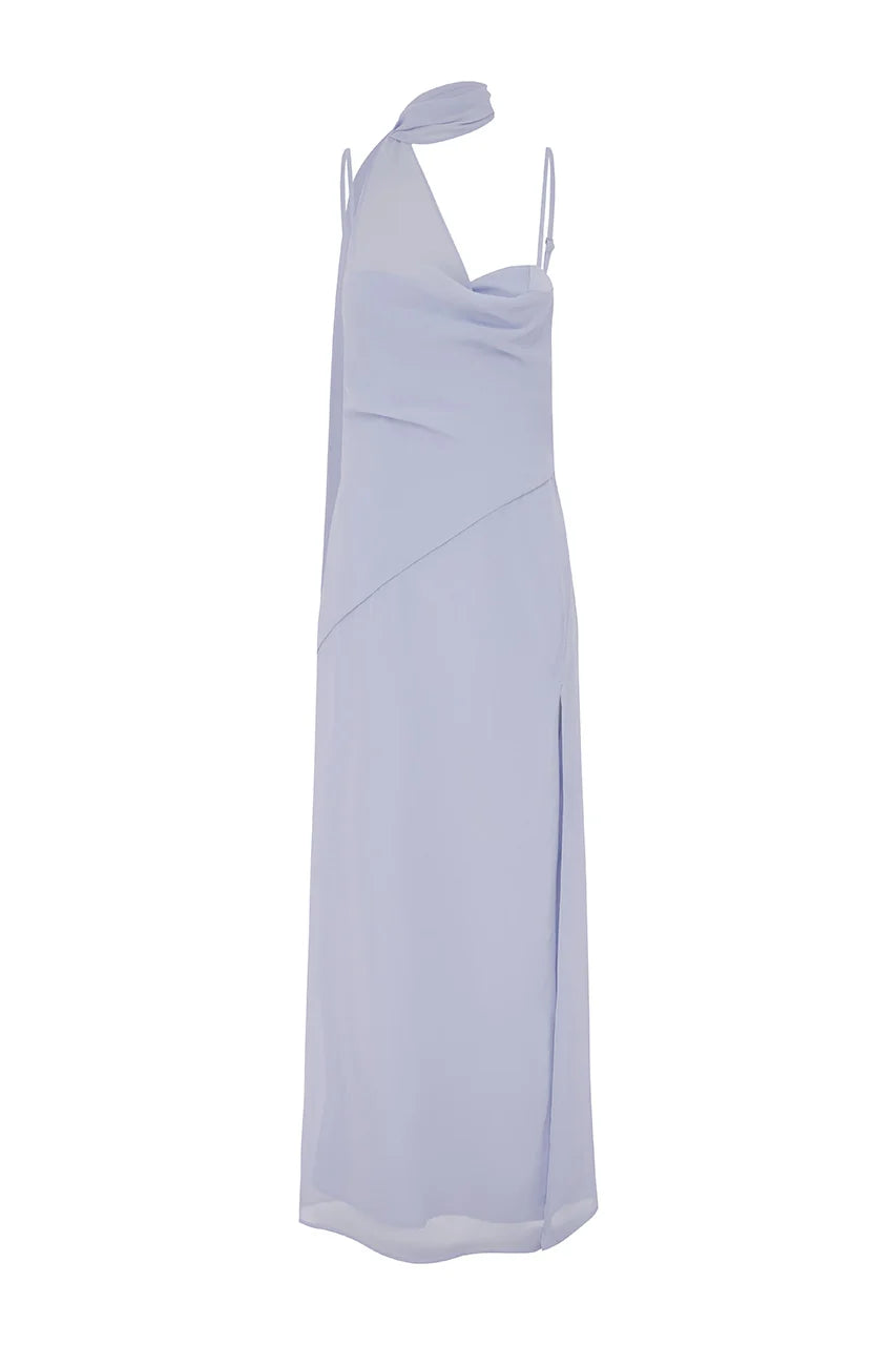Liora Draped Scarf Maxi Dress - Sky Blue
