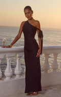 Viola One Shoulder Maxi Dress - Black