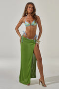Kiva High Side Slit Maxi Skirt - Green