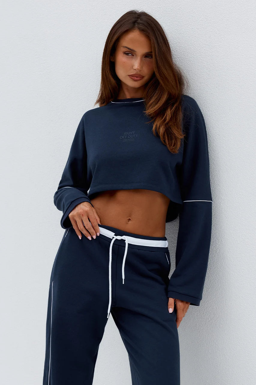Eleri Oversized Long Sleeve Crop - Steel