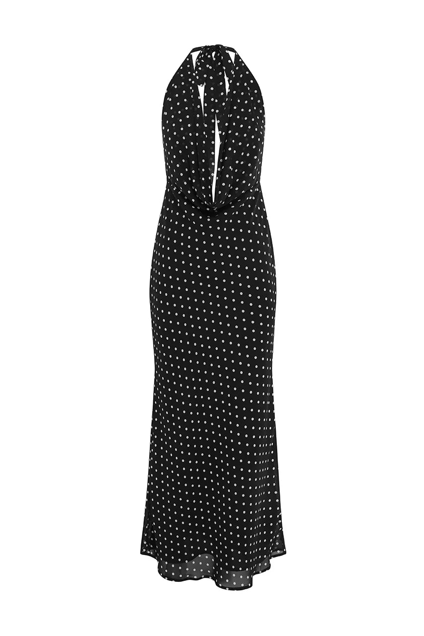 Lexie Maxi Dress - Black Polka
