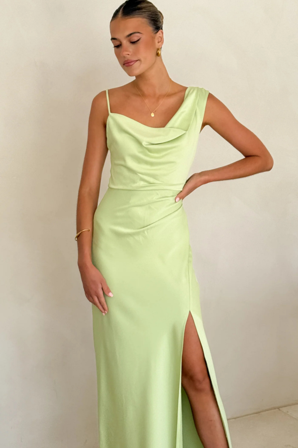 Iris Asymmetrical Maxi Dress - Lime