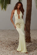 Sabrina Halter Knit Maxi Dress - Lemon